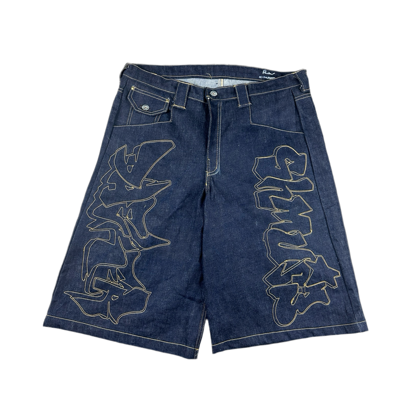 Cut and Sew Graffiti Jean Shorts