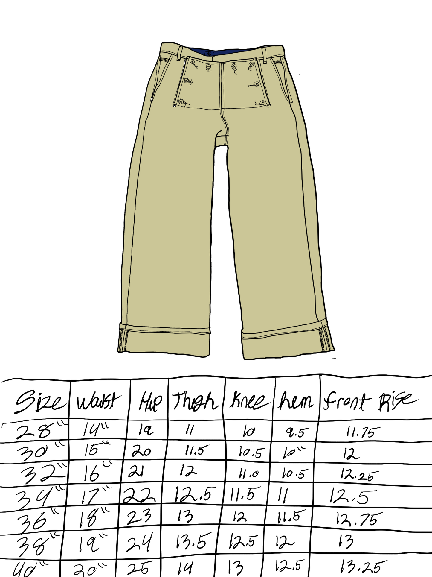 Drop Front Sailor Jeans