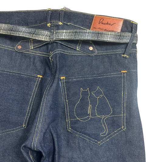 Tie Front Raw Denim Jeans (16.5Oz)