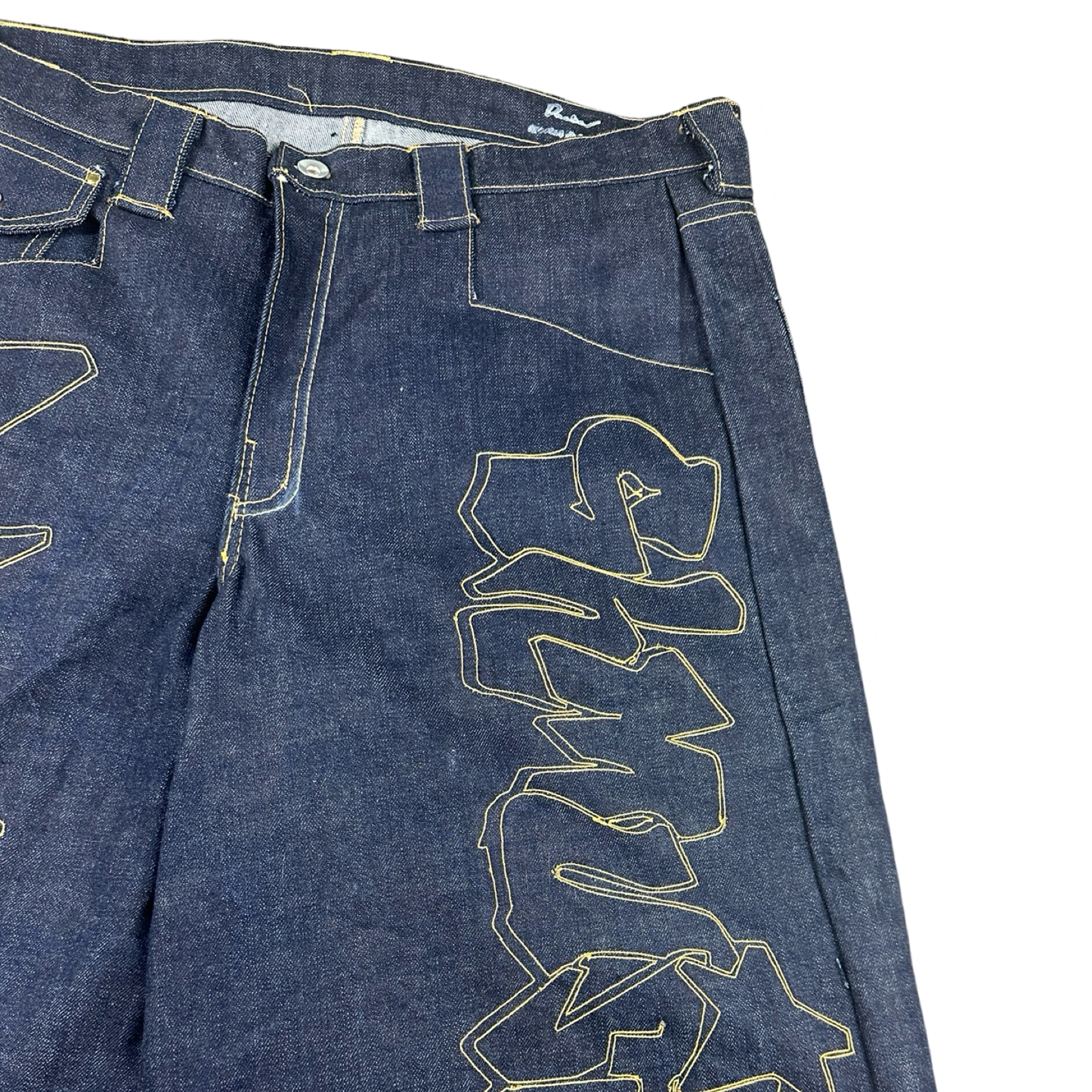 Cut and Sew Graffiti Jean Shorts