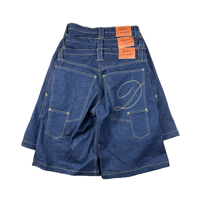 Cut and Sew Baggy Jean Shorts