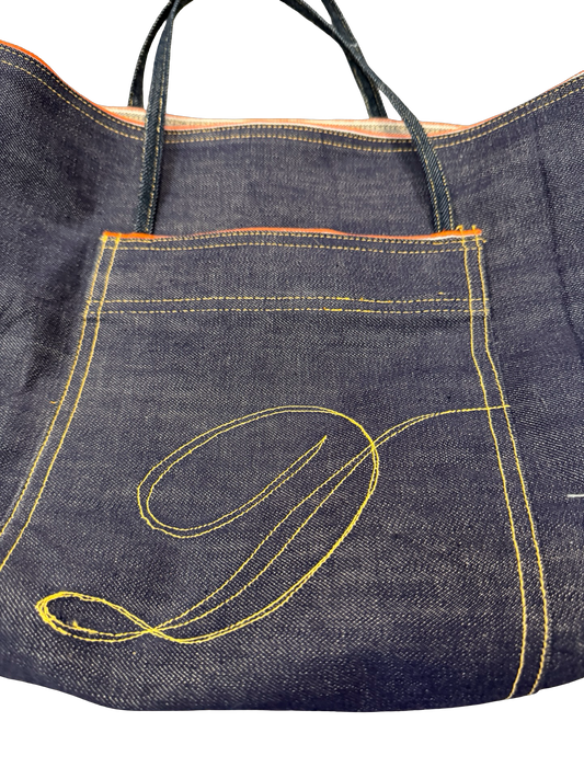Daeker Denim Tote Bag 13”x11”