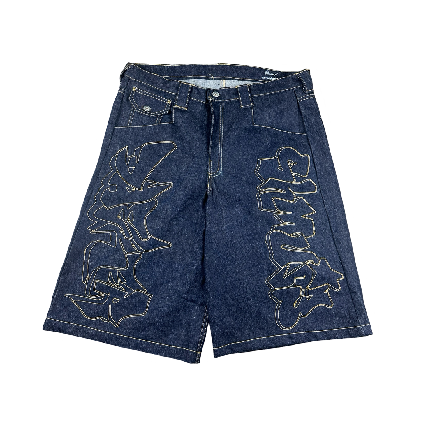 Cut and Sew Graffiti Jean Shorts