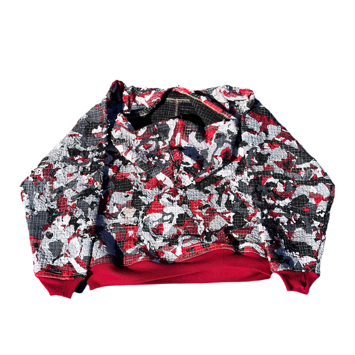 Boro Camo Scrapwork Hoodie Red